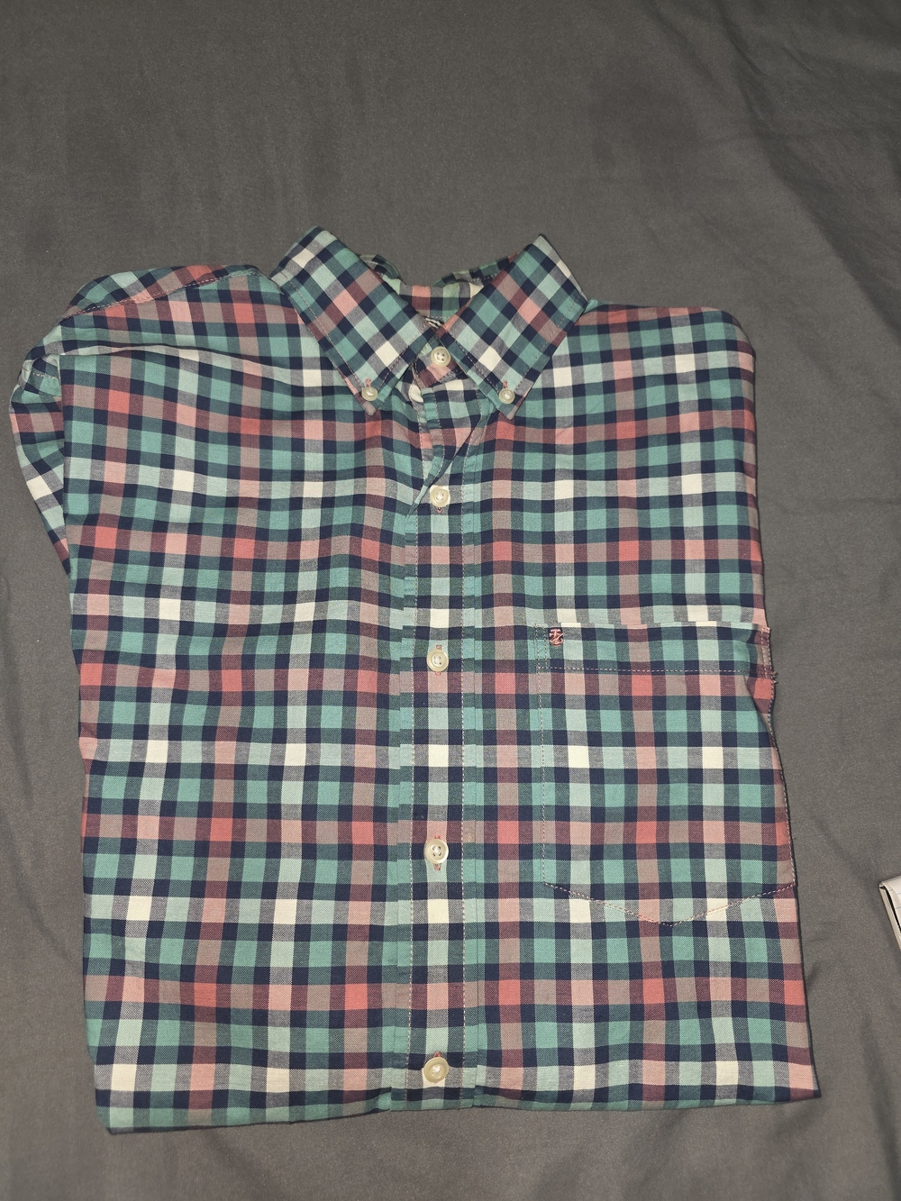 Izod Men’s Plaid Button-Down Shirt in Blue, Pink & White